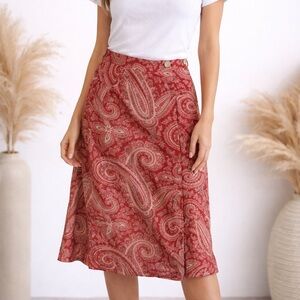 ✨ Vintage Banana Republic Red Paisley Midi Skirt | Classic Boho Chic ✨